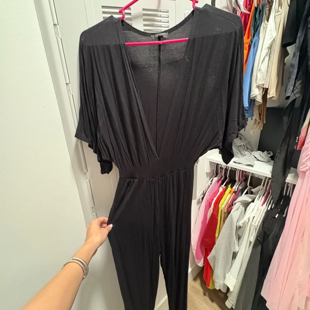 Topshop Elegant Black Deep V-Neck jumpsuit - Picture 3 of 4
